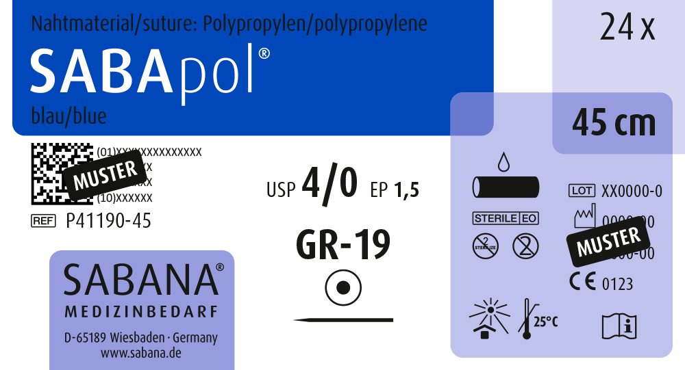 nicht resorbierbares nahtmaterial polypropylen usp 4 0 P41190 45 1